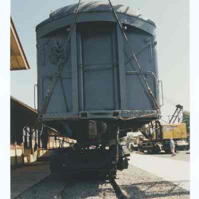 Photograph of the RPO Railcar relocation, Springfield, 1992