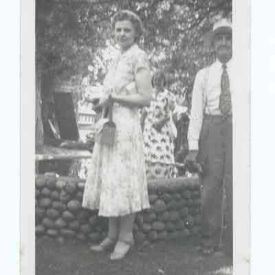 Photograph of Doris and Charles Myers, Peterson Rock Garden, Redmond, Oregon, circa 1940