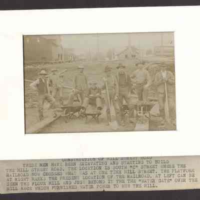 Photograph of construction of Mill Street, Springfield, OR. Date unknown.