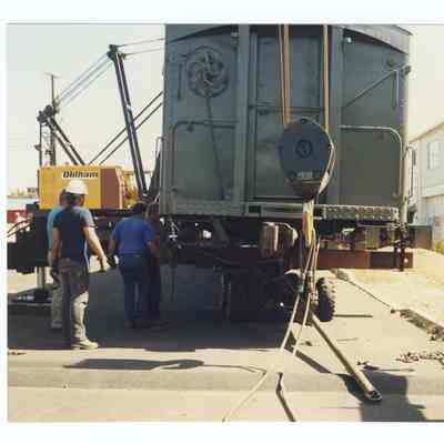 Photograph of the RPO Railcar relocation, Springfield, 1992