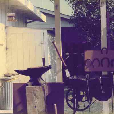 Photograph of Tony Meiers' anvil, 1976