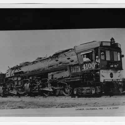Photograph of Southern Pacific locomotive number 4100, Lathrop, California, 1953