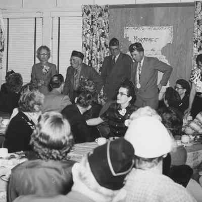 Photograph of American Legion burning of the mortgage supper, 1953