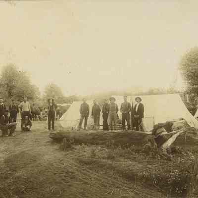 Photograph of river-drive camp, c. 1890-1910