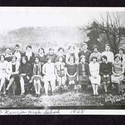 Photograph of class at McKenzie High School, Vida, Oregon, 1928