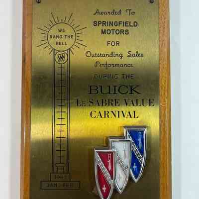 Outstanding Sales Performance Award, Springfield Motors, 1963