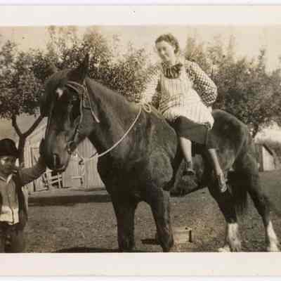 Photograph of Etta Davis and Bill Davis junior, Hidden Valley Ranch, Oregon, undated