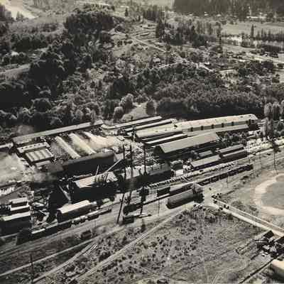 Aerial view of Booth-Kelly Mill, S.P. Depot