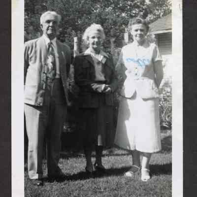 Photograph of Charles Myers, Doris Myers and another family member, circa 1950