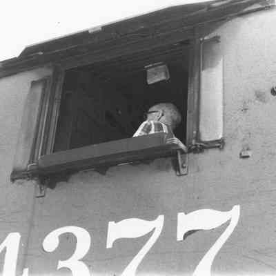 Photograph of a Man in a Railroad Engine, Springfield, OR, date unknown