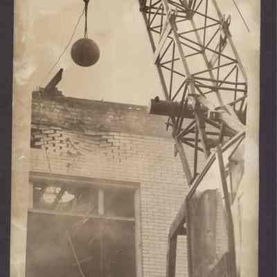 Photograph of demolition of Commercial Bank Building. Date unknown.