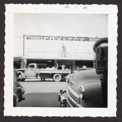 Photograph of Cox and Cox Trunks and Hats, Main Street, Springfield, Oregon, 1955
