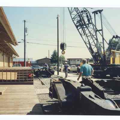 Photograph of the RPO Railcar relocation, Springfield, 1992