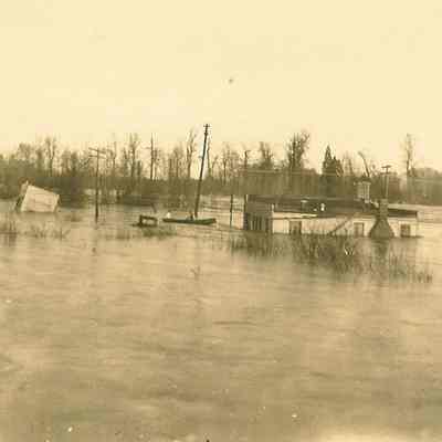 Photograph of Mammy's Cabin in Deep Flood Water, Glenwood, OR, 1927