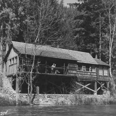 Photograph of Man on Porch near McKenzie River, Oregon, 1946