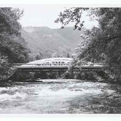 Photograph of a bridge in McKenzie Bridge (town), circa 1969