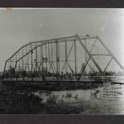 Photograph of Original Steel Bridge over Willamette River, circa 1890
