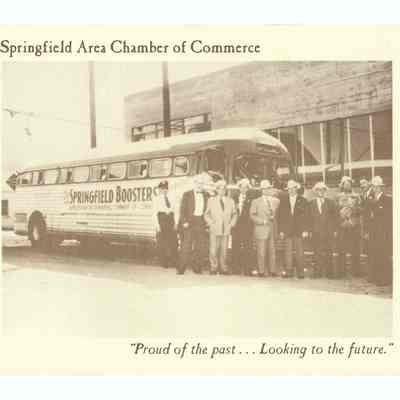 Postcard of a bus "Springfield Boosters", Springfield, 1946/1996