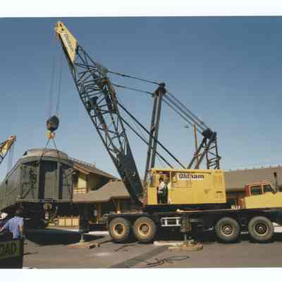 Photograph of the RPO Railcar relocation, Springfield, 1992