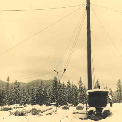 Photograph of Spar-pole and Lines in Snow