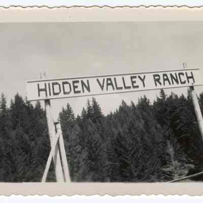 Photograph of ranch sign, Hidden Valley Ranch, Oregon, undated