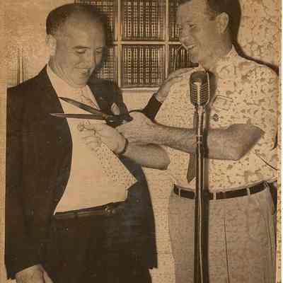 Photograph of B.J. Rogers and Frank Smiley at City Employee Party, Undated