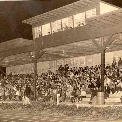 Photograph of Silke stands crowded with spectators, date unknown.