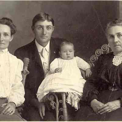 Photograph of Mary Kirkpatrick Dodd, Isaac and Lillian Cline and child, circa 1900