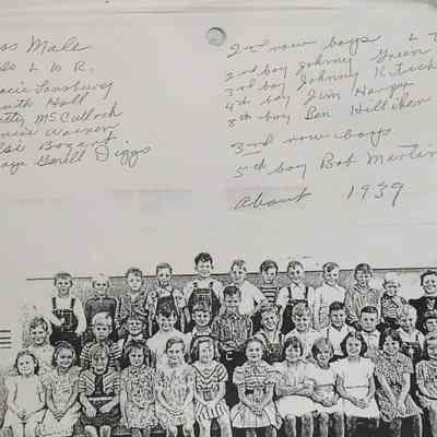 Photograph of Miss Male's class, Warner School, Fall Creek, Oregon, circa 1939
