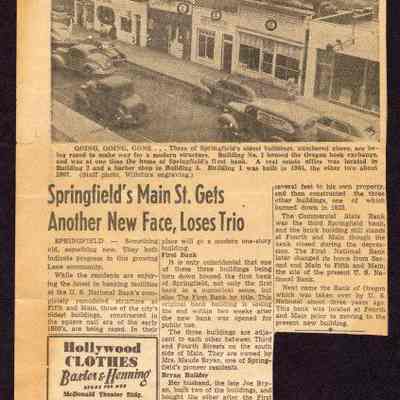 Newspaper article 1948 Main Street