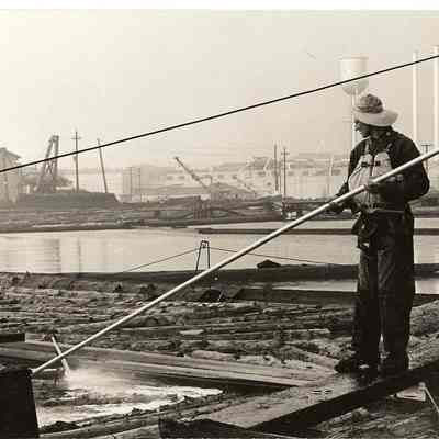 Photograph of Log Pond Worker, Unknown date and location