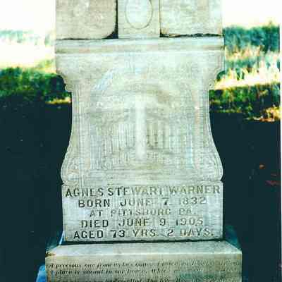 Photograph of Agnes Stewart Warner Headstone, Lane County, Oregon, Undated