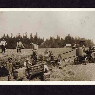 Photograph of 6 Men Working With Hay, Undated