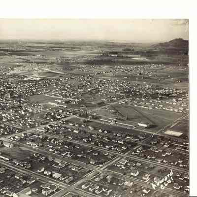 Photograph of aerial view of Springfield High School, Springfield, Oregon, unknown date