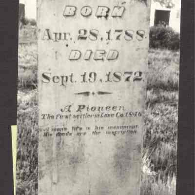 Photograph of headstone E. Bristow, Born April 28, 1788, Died September 19, 1872. Date unknown.