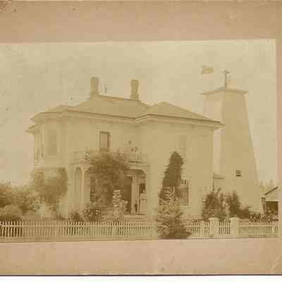 Photograph of Haden D. Wylie home and windmill, Eugene, Oregon, circa 1890