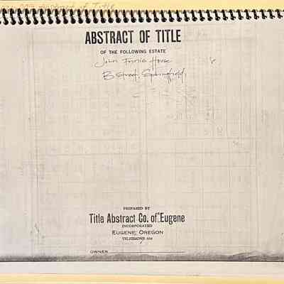 Abstract of Title, John Innis House, B Street, Springfield, 1866-1945