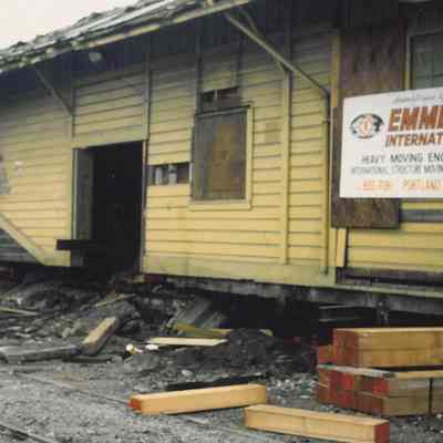 Photograph of Preparing the Springfield Depot to be Moved, Springfield, OR, 1989