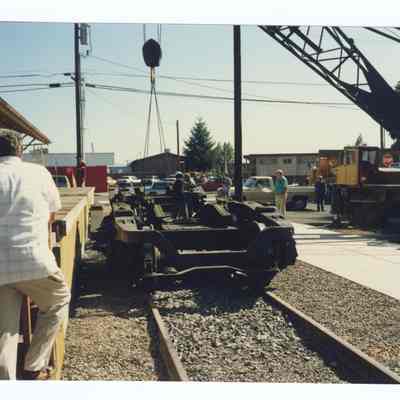 Photograph of the RPO Railcar relocation, Springfield, 1992