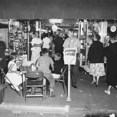 Photograph of Shoppers Paradise Event on Main Street, Springfield, Oregon, 1957.