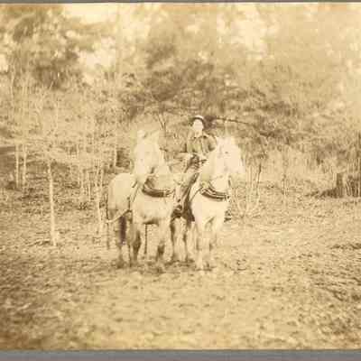 Photograph of Billie Price and 2 horses