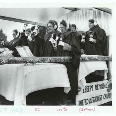 Photograph of a Christmas parade, Springfield, circa 1980