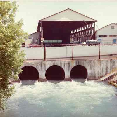 Photograph of Millrace water "Piped" under parking lot, Springfield, Oregon, 1982