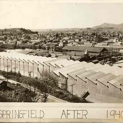 Photograph of Springfield Oregon and a mill, Springfield, Oregon, circa 1940