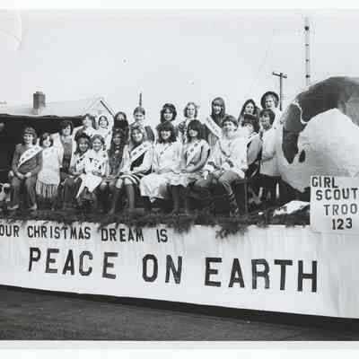 Photograph of a Christmas parade, Springfield, circa 1980