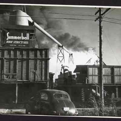 Photograph, Active Fire, Summerbell Roof Structures Custom Milling, 1948