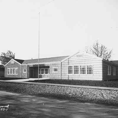 Photograph of American Legion Hall, corner 8th and C streets, Springfield, Oregon, 1949