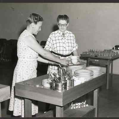 Photograph, 2 woman working at Willamette Hospital, July 1953.