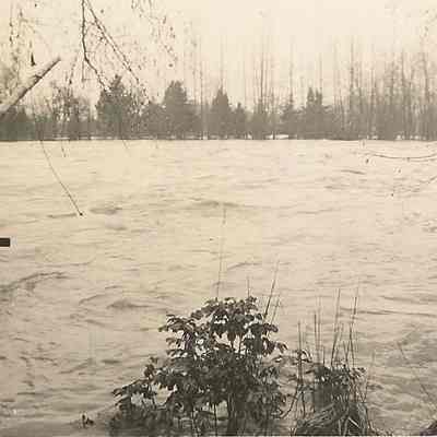 Photograph of the flooding river, Jasper, Oregon, 1943