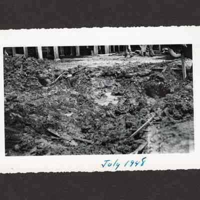 Photograph of some mud and dirt at the drainage construction site at the Booth-Kelly mill, Springfield, Oregon, 1948